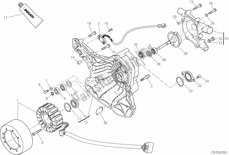 Alle onderdelen voor de Waterpomp-altr-zijde Crnkcse Deksel van de Ducati Monster 1200 25 2019